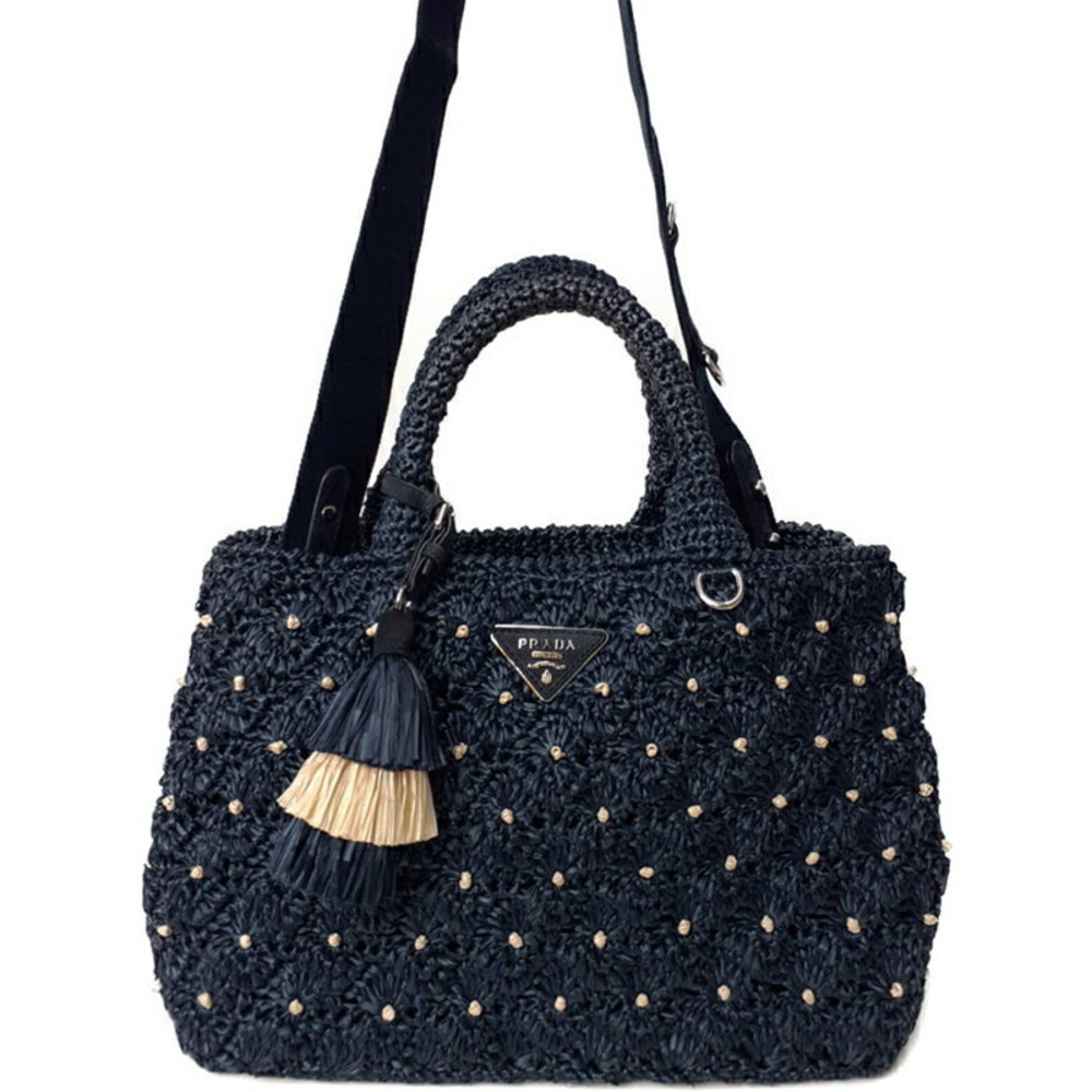 Prada Bag Crochet Shoulder Net Tote Raffia - Picture 2 of 9